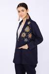 Buy_Linen Bloom_Blue Linen Embroidered Blazer_Online_at_Aza_Fashions
