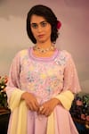 Buy_Ruh Clothing_Pink Georgette Hand Embroidered Chikankari Round Peplum Kurta Sharara Set _Online_at_Aza_Fashions