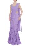 Buy_ARPAN VOHRA_Purple Georgette Round Pre-draped Lehenga Saree With Blouse _at_Aza_Fashions