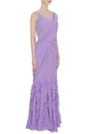 ARPAN VOHRA_Purple Georgette Round Pre-draped Lehenga Saree With Blouse _Online_at_Aza_Fashions