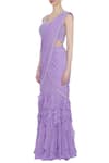 Buy_ARPAN VOHRA_Purple Georgette Round Pre-draped Lehenga Saree With Blouse _Online_at_Aza_Fashions