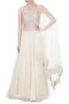 Buy_J by Jannat_White V Neck Embroidered Lehenga Set For Women_at_Aza_Fashions