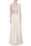 Shop_J by Jannat_White V Neck Embroidered Lehenga Set For Women_Online_at_Aza_Fashions
