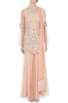 Shop_J by Jannat_Peach Round Embroidered Kurta Gharara Set For Women_Online_at_Aza_Fashions