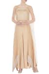 Buy_J by Jannat_Beige Square Neck Organza Cape And Palazzo Set For Women_at_Aza_Fashions