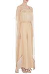 J by Jannat_Beige Square Neck Organza Cape And Palazzo Set For Women_Online_at_Aza_Fashions