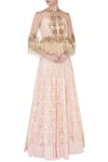 Buy_J by Jannat_Peach Embroidered Cape And Lehenga Set_at_Aza_Fashions