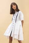 Buy_Chillosophy_White Poplin Straight Collar Short Shirt Dress _at_Aza_Fashions