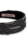 Shop_Hair Drama Co_Black Cutdana And Beads Embellished Flat Headband _Online_at_Aza_Fashions