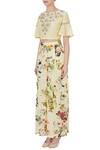 Buy_Eclat by Prerika Jalan_Yellow Crepe Round Printed Palazzo Set For Women_Online_at_Aza_Fashions