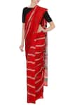 Mr. Ajay Kumar_Red Handloom Cotton Printed Saree  _Online_at_Aza_Fashions