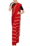 Buy_Mr. Ajay Kumar_Red Handloom Cotton Printed Saree  _at_Aza_Fashions