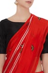 Shop_Mr. Ajay Kumar_Red Handloom Cotton Printed Saree  _Online_at_Aza_Fashions