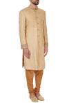 Kommal Sood_Beige Cotton Silk Sherwani Set_Online_at_Aza_Fashions