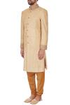Buy_Kommal Sood_Beige Cotton Silk Sherwani Set_Online_at_Aza_Fashions