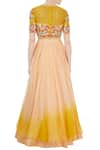 Shop_Priyanka Jain_Yellow Round Embroidered Layered Lehenga Set _at_Aza_Fashions