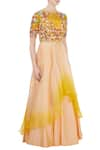 Priyanka Jain_Yellow Round Embroidered Layered Lehenga Set _Online_at_Aza_Fashions