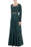 Buy_Priyanka Jain_Blue Round Silk Jacket And Anarkali Set For Women_Online_at_Aza_Fashions