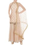 Buy_Priyanka Jain_Peach Halter Embroidered Kurta Sharara Set _at_Aza_Fashions