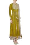 Priyanka Singh_Mustard Organic Cotton Gota And Sequin Double Layered Anarkali Kurta For Women_Online_at_Aza_Fashions