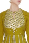 Priyanka Singh_Mustard Organic Cotton Gota And Sequin Double Layered Anarkali Kurta For Women_at_Aza_Fashions