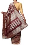 Shop_Ohfab_Brown Handwoven Mulberry Silk Saree_at_Aza_Fashions