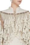 Rina Dhaka_Beige Sheer Net Pamban Tassel Jacket_at_Aza_Fashions