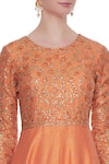 Vandana Sethi_Peach Round Embroidered Anarkali With Dupatta _at_Aza_Fashions