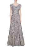 Shop_Nadine Dhody_Silver Embellished Gown_Online_at_Aza_Fashions