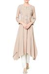Buy_Anita Dongre_Grey Cotton Georgette Embroidered Ishira Tunic_at_Aza_Fashions