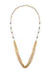 Buy_Shillpa Purii_Gold Plated And White Alloy Shell Pearl With Ball And Chain Necklace _at_Aza_Fashions