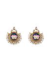 Buy_Shillpa Purii_Multi Color Multi-colored Alloy Meena Lotus Studed Earring _at_Aza_Fashions