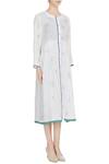 Eka_White Linen Block Printed Dress_Online_at_Aza_Fashions