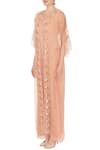 Buy_Nidzign Couture_Peach Crepe Georgette Organza Round Jumpsuit With Embroidered Cape For Women_Online_at_Aza_Fashions