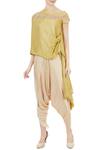 Buy_Shruti Ranka_Green Asymmetric Chanderi Tunic Dhoti Pant Set For Women_at_Aza_Fashions