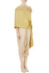 Shruti Ranka_Green Asymmetric Chanderi Tunic Dhoti Pant Set For Women_Online_at_Aza_Fashions