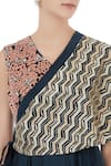 Shruti Ranka_Blue Chanderi Embroidered Thread V Neck Anarkali With Cape For Women_at_Aza_Fashions