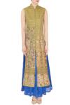 Shop_Aharin_Blue Silk Embroidered Kurta Set_Online_at_Aza_Fashions