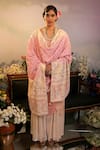 Ruh Clothing_Pink Georgette Hand Embroidered Chikankari Round Sequin Work Sharara Set _Online_at_Aza_Fashions