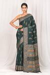 Buy_Nazaakat by Samara Singh_Green Floral Woven Cotton Silk Saree_at_Aza_Fashions