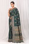 Nazaakat by Samara Singh_Green Floral Woven Cotton Silk Saree_Online_at_Aza_Fashions