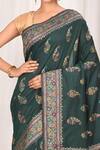 Buy_Nazaakat by Samara Singh_Green Floral Woven Cotton Silk Saree_Online_at_Aza_Fashions