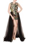 Buy_Aharin_Black Embroidered Gown_at_Aza_Fashions