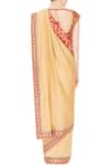 Shop Aharin India Gold Silk, Crepe Leaf Neck Saree With Embroidered Blouse at Aza Fashions Shop_Aharin India_Gold Silk, Crepe Leaf Neck Saree With Embroidered Blouse _at_Aza_Fashions