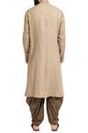 Shop_Poonam Kasera_Beige Linen Embroidered Paisley Motifs Kurta And Churidar_at_Aza_Fashions