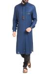Buy_Poonam Kasera_Blue Muga Embroidered Kurta And Churidar_at_Aza_Fashions