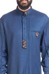 Poonam Kasera_Blue Muga Embroidered Kurta And Churidar_at_Aza_Fashions