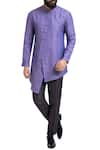 Buy_Poonam Kasera_Purple Linen Solid Asymmetric Kurta  _at_Aza_Fashions