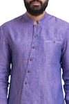 Poonam Kasera_Purple Linen Solid Asymmetric Kurta  _at_Aza_Fashions