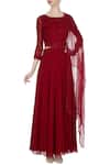 Buy_Roora By Ritam_Red Maroon Georgette And Chiffon Dori & Bead Work Anarkali Dress _at_Aza_Fashions